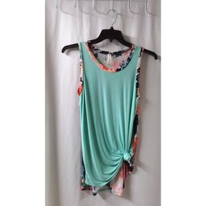 Vanilla Bay Women's Small‎ Aqua Floral Sleeveless Tank